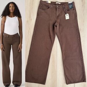 NWT Levi's Premium Low Loose Women's 100% Cotton Jeans 32 Washed Bracken Brown
